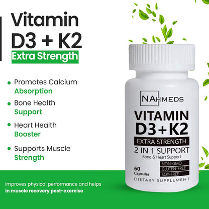 Vitamin D3 + K2 Extra Strength – 60 capsules