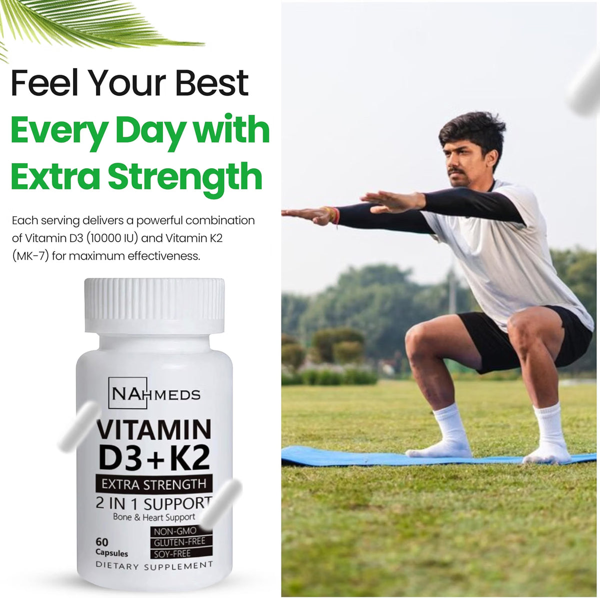 Vitamin D3 + K2 Extra Strength – 60 capsules