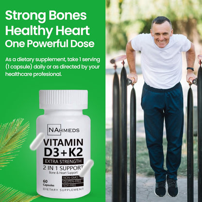 Vitamin D3 + K2 Extra Strength – 60 capsules
